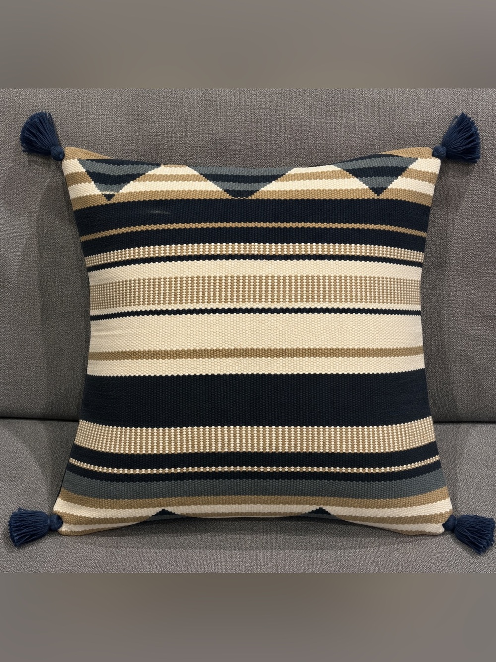 West Elm Striped Tassel Accent Pillow Cover